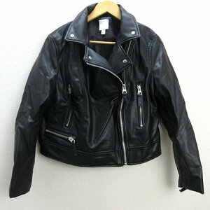 D■エイチアンドエム/H＆M ライダースジャケット JKT【US 12】黒/LADIES/81【中古】