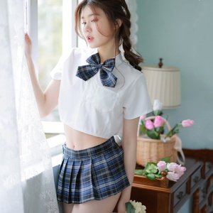 【セール】1円から コスプレ衣装 可愛いランジェリー 学生制服「トップス・Tバック・ミニスカート４点」ベビードール OR179L