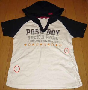 最終価格！　黒&白　☆POSH BOY●　半袖パーカーＴシャツ【ユーズド】160　☆送料185円