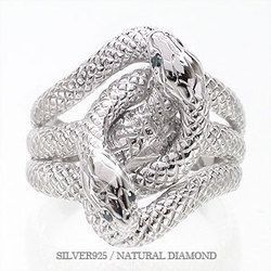 指輪 蛇 へび スネーク ダイヤモンド ブルーダイヤモンド 0.04ct シルバー925 リング レディース ジュエリー アクセサリー