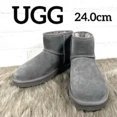 《美品✨レア》UGG アグ　ムートンブーツ　24.0cm グレー　ファー