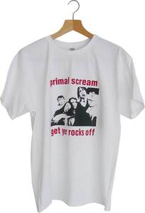 【新品】プライマル・スクリーム Rocks Tシャツ XLサイズ White Primal Scream ギターポップ マンチェスター ダンス シューゲイザー