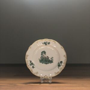 Meissen マイセン/※1級品 グリーンワトー　金彩レリーフ　プレート