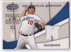 【ジャージカード】2004 Leaf Certified MATERIALS FABRIC of the GAME #FG-138 HIDEO NOMO 野茂英雄 067/100