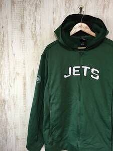 V468☆【NFL NEWYORK JETS チームパーカー フーディー】Reebok リーボック アメフト ジェッツ 緑