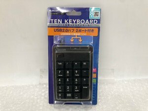 新品　ELECOM TEN KEYBOARD USB2.0ハブ　2ポート付き　TK-TCM010BK