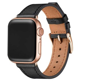 [新品][送料込] BesBand コンパチブル 黒/ローズゴールド apple watch　 アップルウォッチ バンド 38mm 40mm 41mm 本革