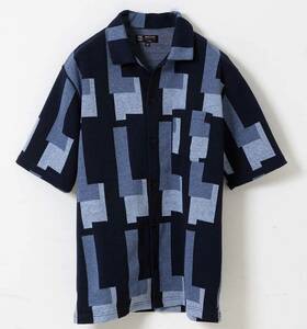 セール! ラスト! 最後の1点 正規品 本物 新品 ミッシェルクランオム ブロック 半袖 シャツ MK MICHEL KLEIN homme クール! ブルー系 S