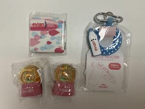 アフタヌーンティー×エビアンevian コラボ小物4点セット 新品ミニミラースクエア ミニスノードームマグネット　2点 ペットボトルホルダー