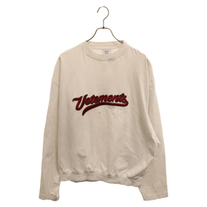 VETEMENTS ヴェトモン 18SS ベースボールロゴ刺繍 長袖Tシャツ ホワイト MSS18TR52