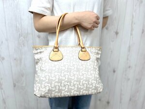 極美品 CELINE セリーヌ 馬車柄 ハンドバッグ トートバッグ バッグ PVC×レザー グレー系×茶 75207