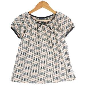 美品◆ BURBERRY LONDON バーバリー ロンドン ノバチェック 半袖 ニット カットソー Tシャツ トップス キッズ 女の子 150 三陽商会 3114E0