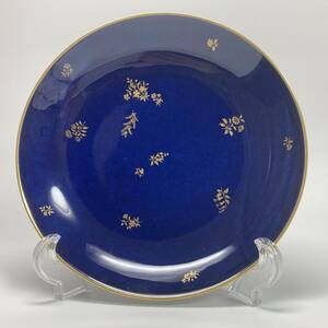 【幻の陶磁器】SEVRES セーブル 王者の青 ファットブルー 24金彩 プレート 飾り皿 18cm コバルト 磁器 アンティーク