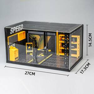 1/24スケール DIY-ガレージやワークショップのメンテナンスモデル、ワークショップガレージディスプレイシーンランプボックス付き
