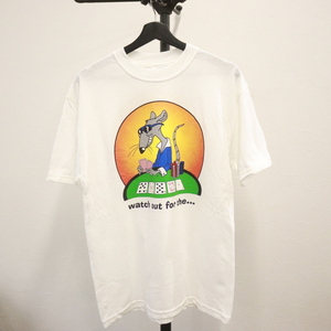 W607 2000年代製 ジャージーズ 半袖プリントTシャツ■00s 表記Mサイズ 白 ホワイト アニマル メッセージ アメカジ ストリート 古着 激安 