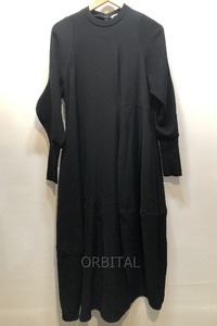 経堂) エンフォルド ENFOLD curve sleeve asymmetry dress サイズ38 ブラック 300HS233-0080 定価4.6万