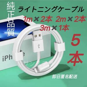 純正品質 iPhone ライトニングケーブル 1m*2本+2m*2本+3m*1本の5本セットUSB 充電器