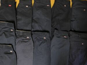  USA古着卸 ディッキーズ ブラック パンツ 11本 セット まとめ売り 1円スタート 卸売り アメリカ古着 Dickies ワーク 無地 ボトムス 