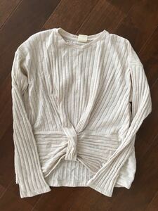 値下げ　新品 自宅保管 ZARA ザラ キッズ リブ リボン ベーシック ベージュ ニット トップス