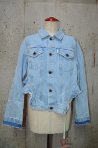 オフホワイト　Off-White　ブリーチ　デニム　ジャケット　ブルゾン　XS　BACK　RUFFLE　DENIM　JACKET　BLEACH E0281