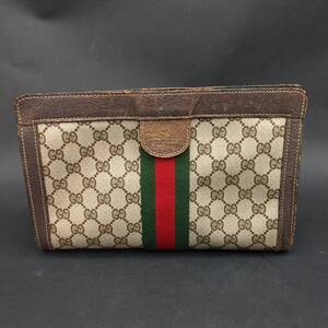 ER0718-16-3 GUCCI グッチ オールドグッチ セカンド クラッチ バッグ ポーチ PVC レザー シェリーライン GG ブランド 80サイズ