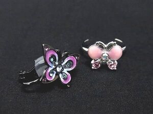 ■極美品〜■ ANNASUI アナスイ 片耳のみ ラインストーン イヤリング リング 約3号 アクセサリー 2点セット まとめ売り DF5688