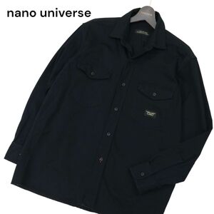 nano universe × GWG別注★ ナノユニバース 通年 長袖 胸ロゴ ワーク シャツ Sz.M　メンズ 黒　C4T00842_1#C