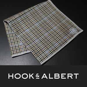 7319◆HOOK＆ALBERT フック＆アルバート◆ポケットチーフ◆ブラウン＆グレー～チェック柄◆NYのバーニーズニューヨークで展開中◆新品