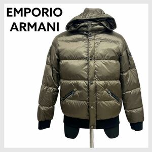 EMPORIO ARMANI エンポリオ アルマーニ 袖ワッペン ナイロン フード付き ダウンジャケット 6G4B84 4NGYZ