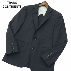 TRANS CONTINENTS トランスコンチネンツ 春夏 イタリア製生地★ グレンチェック テーラード ジャケット Sz.92 A5　メンズ 紺　A4T03401_4#M