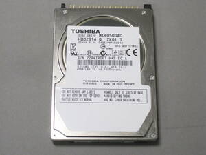 ●●● TOSHIBA製　2.5インチ 40GB 内蔵HDD MK4050GAC　中古品扱い（使用時間約1時間）●●●