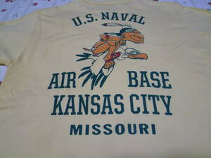 USA製　バズ リクソンズ ミリタリー Ｔシャツ S イエロー BUZZ RICKSON’S U.S.NAVAL AIR BASE “KANSAS CITY”