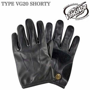 Vin＆Age ヴィンアンドエイジ レザーグローブ ショート スタッズ無し VG20 SHORTY BLACK /M 旧車 オールドスクール 70