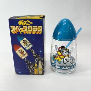 KIRIN LEMON キリンレモン ディズニー スペースグラス ミッキー ノベルティ ストロー 箱付 スペースエイジ 当時物 未使用 現状品 0305