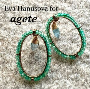 Eva Hanusova for agete◆K10×silverピアスアガット 楕円形