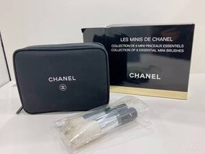 ◆【未使用】非売品 CHANEL シャネル ポーチ ロゴ 化粧ブラシ 6本 黒 ブラック 箱付き 