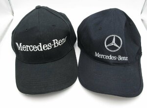 ★ 中古 メルセデスベンツ Mercedes-Benz 帽子 キャップ 野球帽 2点セット 黒 ブラック