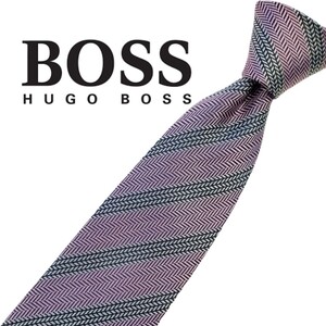 717/ HUGO BOSS ヒューゴボス 中古 ネクタイ ストライプ柄 ネコポス可