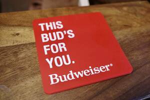 新品　Budweiser バドワイザー　RED ラバーコースター 店舗 ラバーマット お酒 カウンター インテリア アメリカ コースター