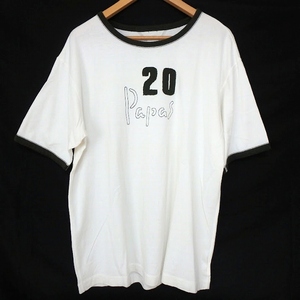 #snc パパス Papas Tシャツ L 白 カーキ 半袖 ロゴ カットソー メンズ [888336]