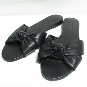 ほぼ美品 SAINT LAURENT PARIS サンローラン Bianca Knot Slide ビアンカ ノットサンダル 37 24.0cm相当 ブラック ◆