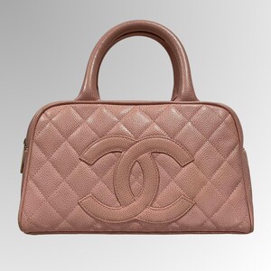 【売り切り】1円スタート CHANEL (シャネル) ヴィンテージ キャビアスキン ココマーク ピンク ボストンバッグ ハンドバッグ