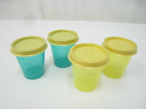 4点セット 新品 未使用 Tupperware タッパーウェア ミニ コップ カップ グリーン イエロー 緑 黄色 60ml 5.5×6ｃｍ