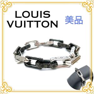 ■美品■ LOUIS VUITTON ルイヴィトン M1205M モノグラム チェーン ラインストーン レディース メンズ ブレスレット バングル ブランド 