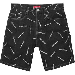 シュプリ-ム　Supreme Denim Logo Painter Short BLACK 32inch　シュプリ-ム　ショートパンツ