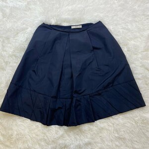 １円～　I-4　60　PRADA　プラダ　サイズ42　スカート　台形　ポリエステル　ネイビー　APD1 2008 3962