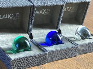 Paris本店購入◆vintage◆LALIQUE◆ラリック◆◆指輪◆カボションリング◆リング◆指輪 3個セット◆クリスタルガラス◆3箱付◆中古品