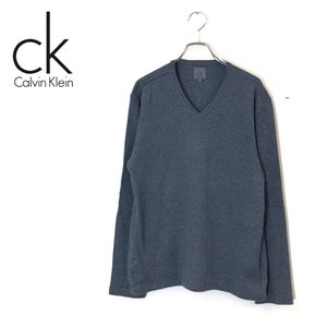 1N2742-F◆ Calvin Klein カルバンクライン ニット セーター Ｖネック トップス ◆ sizeL コットン カシミヤ グレー 古着 秋冬