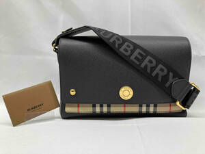 BURBERRY LONDON ENGLAND バーバリー 80211101ショルダーバッグ レザー　保存袋付き　チェック　ブラック