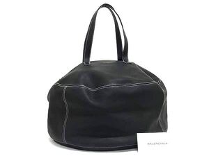 1円 ■美品■ BALENCIAGA バレンシアガ 466794 エアーホーボー レザー ハンドバッグ トート ショルダー メンズ ブラック系 FG1093